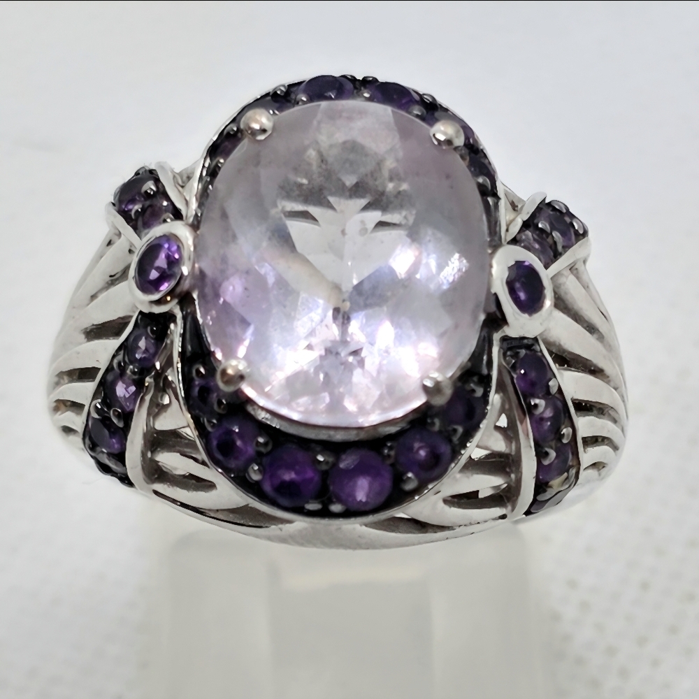 Victoria Wieck  Rose De France Amethyst & African Amethyst Art Deco Ring - Picture 7 of 12